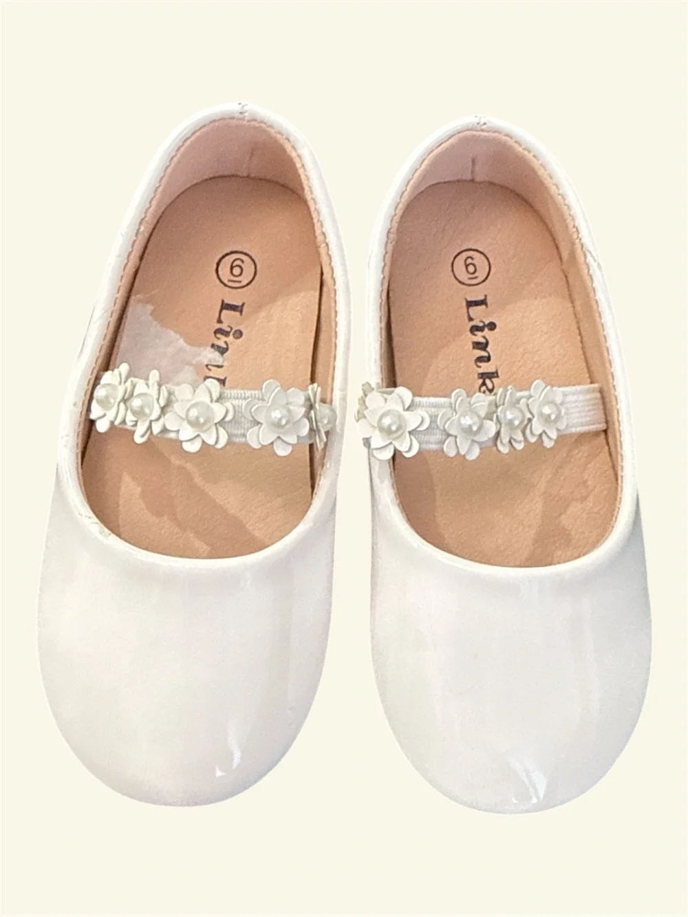 New brand without tag Link White Floral Strap Girls' Dress Shoes